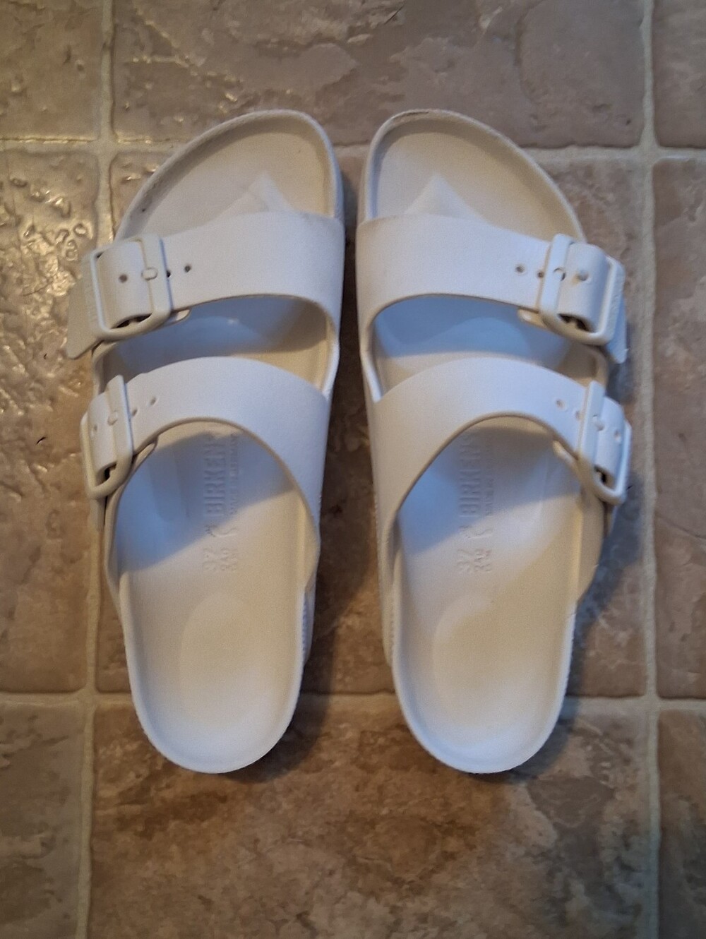Birkenstock White Two-Buckle EVA Slide Sandals, Unisex